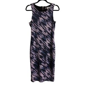Jennifer Lopez Purple Blue Black Abstract Bodycon Dress Size 6